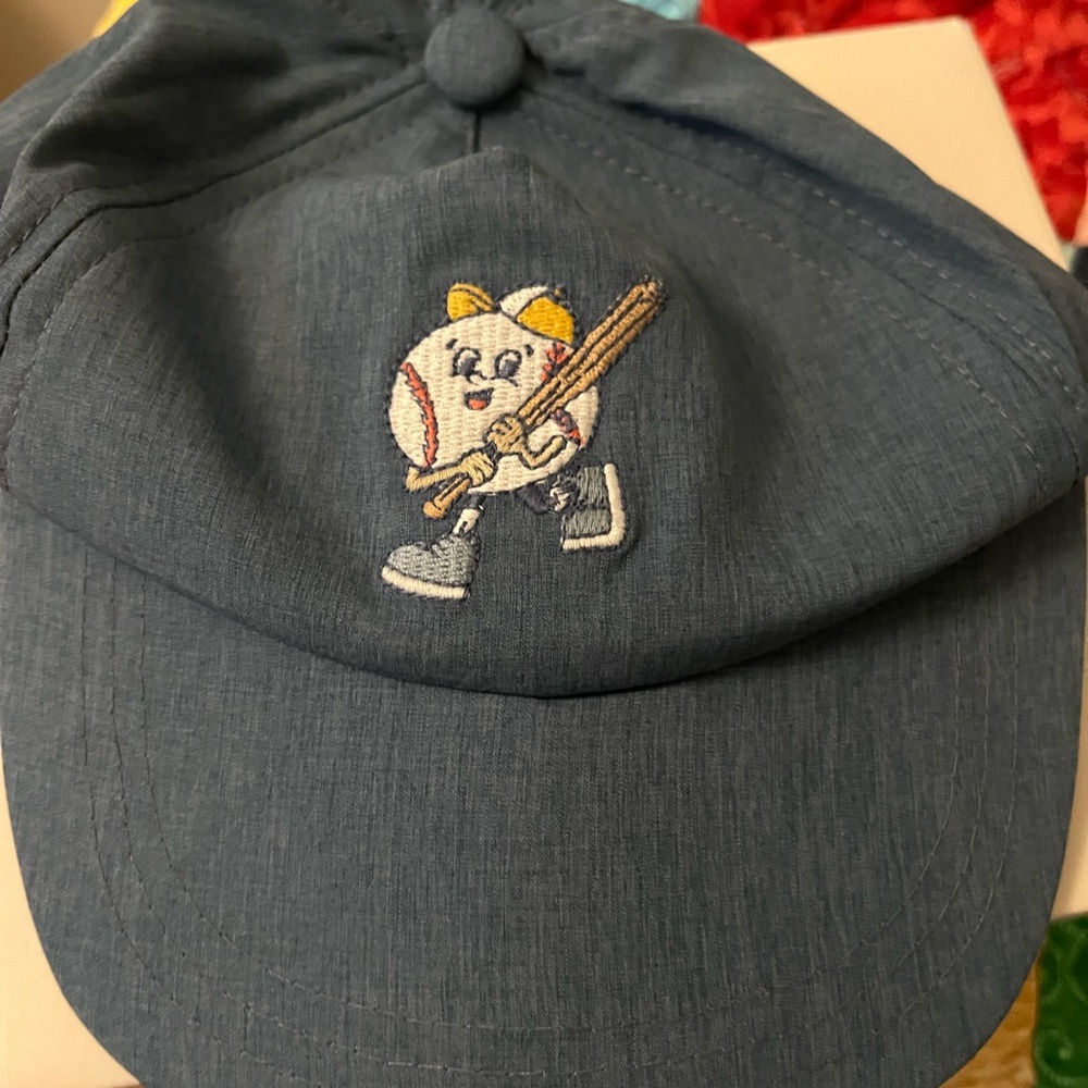 Toddler Blue Baseball Cap with Embroidered Character